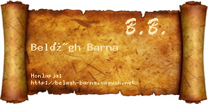 Belágh Barna névjegykártya